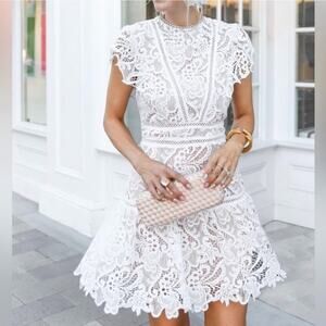 Cocktail Dress Small White Semi Formal Mini Party Classic Boho Lace Bridal